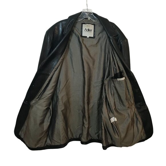 Adler Black Lambskin Mens 3XL Leather Jacket 3 Button Coat Size 46L - Picture 2 of 9
